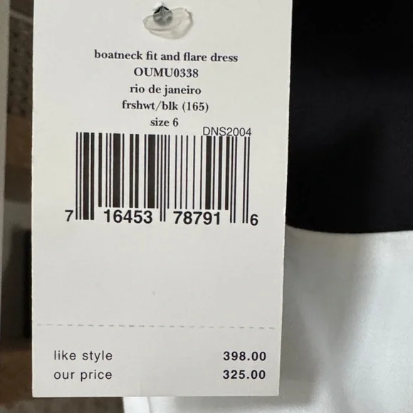 Kate Spade Boatneck Fit & Flare Black & White Rio de Janeiro Midi Dress NWT sz 6 - Picture 4 of 11